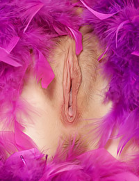 Adele B teases us with purple feathers.