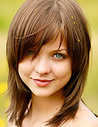 Sexy teen with pretty face and petite breasts plays in the nature